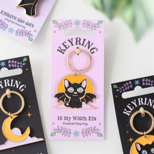 In My Witch Era Cat and Moon Enamel Keyring