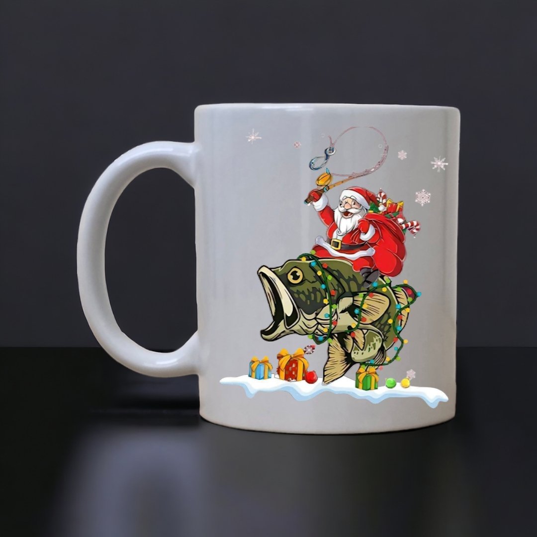 Fishing Santa Christmas Mug