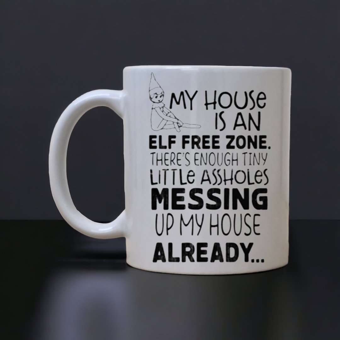Elf Free Zone Christmas Mug