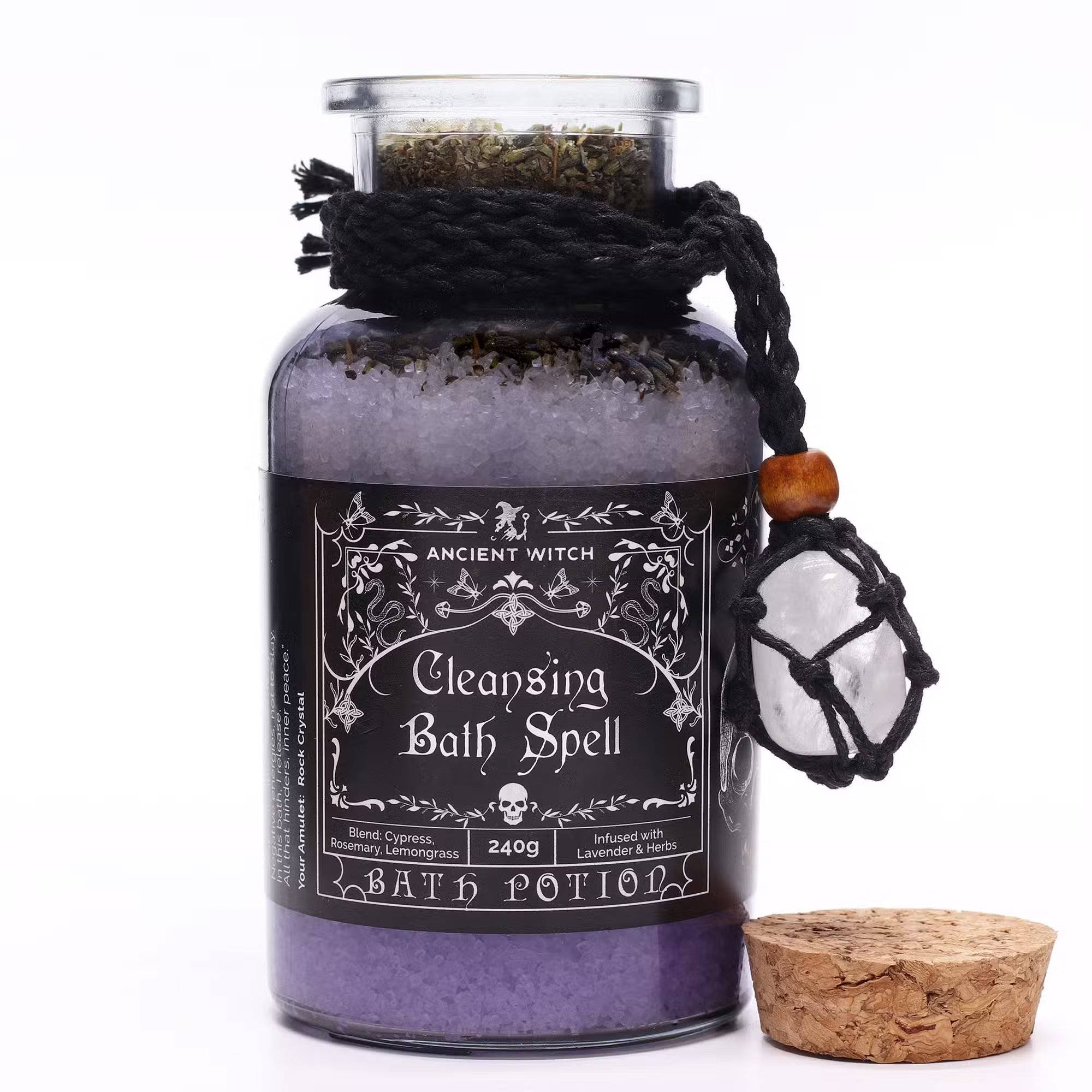 Ancient Witch Bath Spell Potion & Rock Crystal Amulet - Cleansing - Image 2