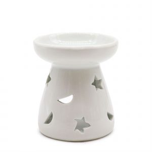 Sm Classic White Oil Burner - Moon & Star