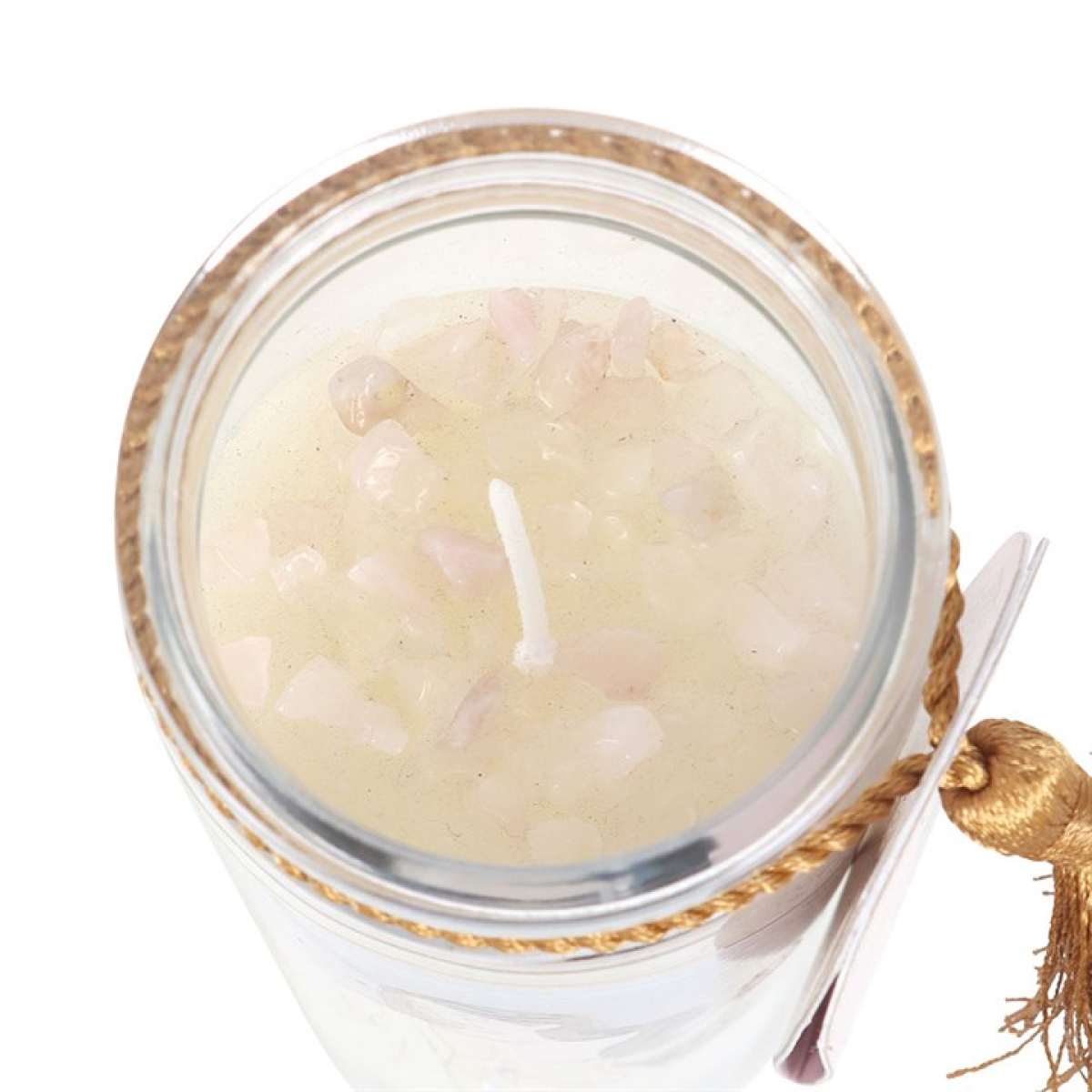 Aphrodite Goddess Tube Candle with Rose Quartz Crystals - Image 3