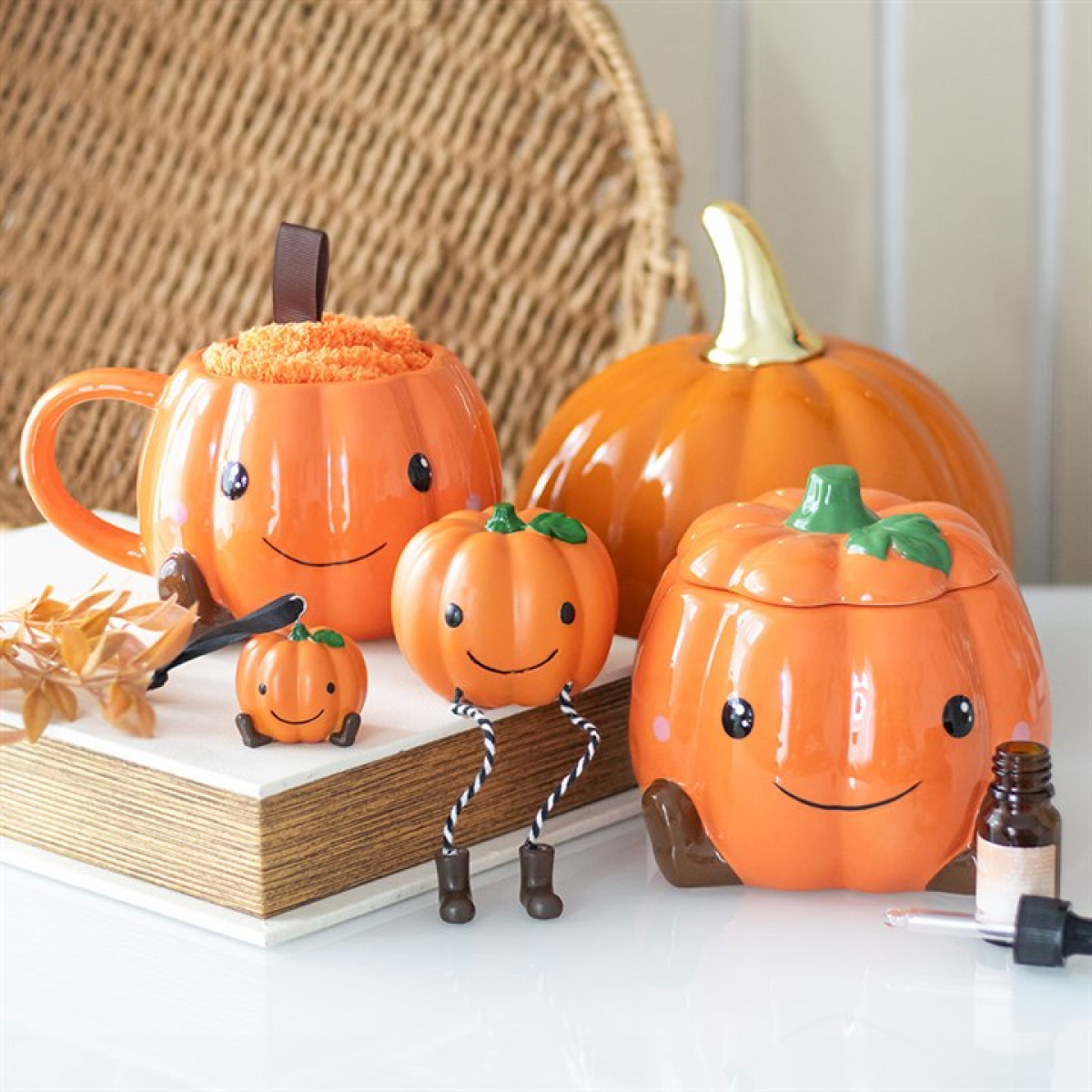 Cute Smiling Pumpkin Shelf Sitter Ornament - Image 5