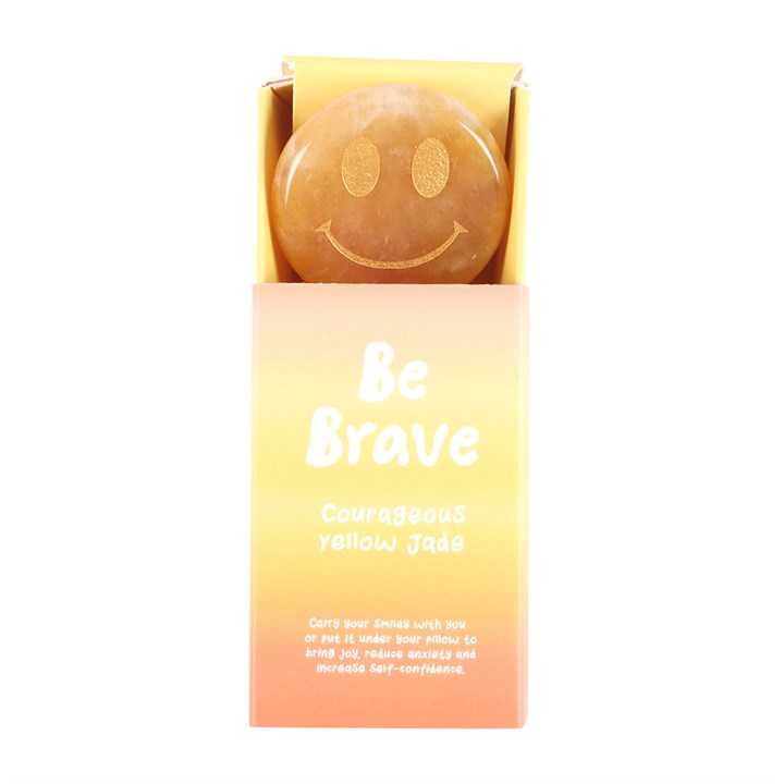 Be Brave Yellow Jade Happy Face Crystal - Image 3