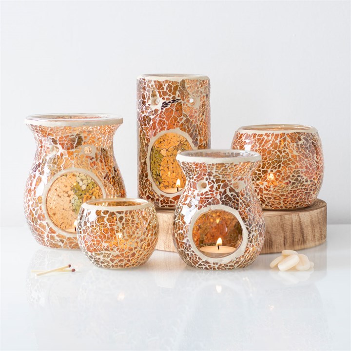 Large Brown Crackle Oil Burner - Image 5