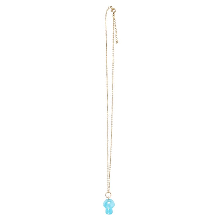 Blue Aura Crystal Mushroom Necklace Greeting Card - Image 3