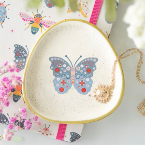 Floral Butterfly Trinket Dish