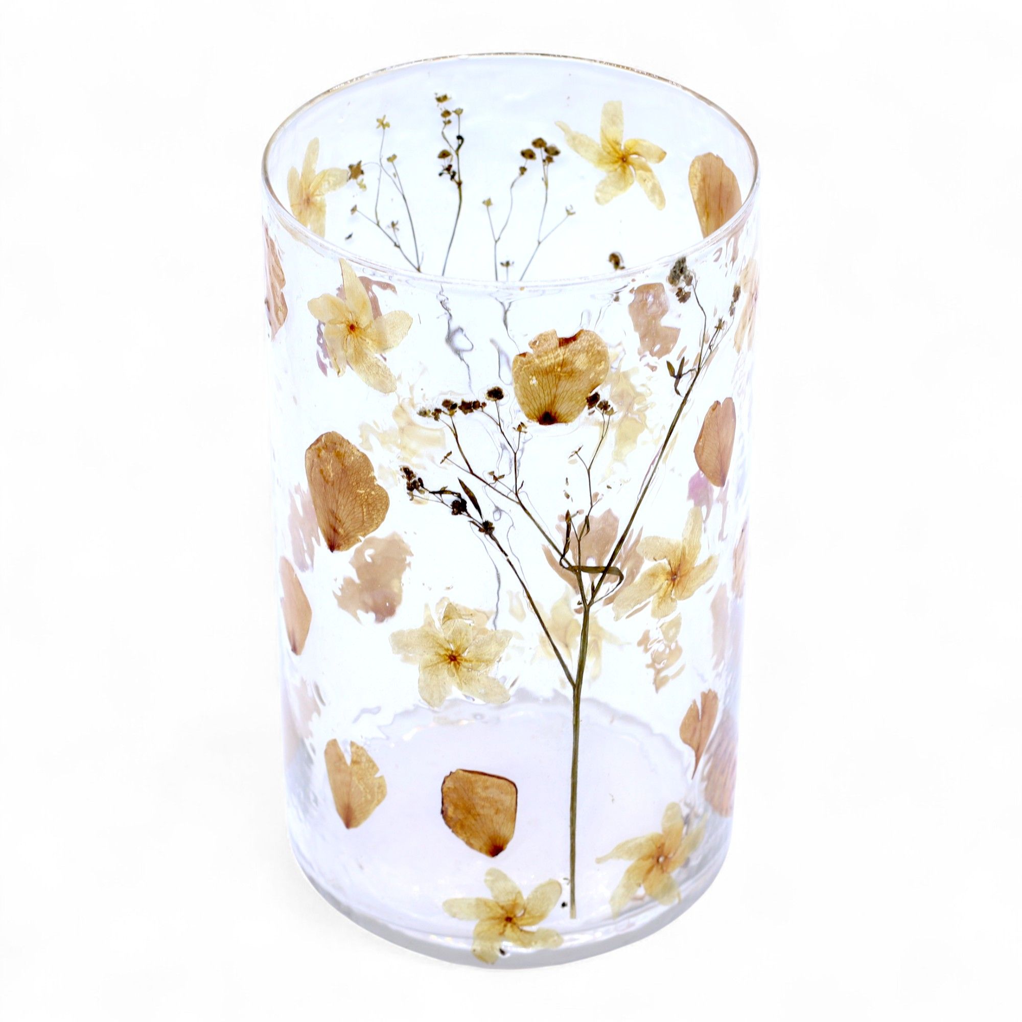 Natural Floral Glass - Tall Vase Candle Holder - Rose - (19x11cm) - Image 9