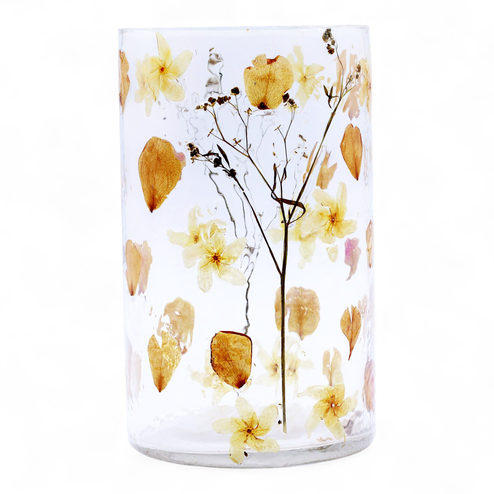 Natural Floral Glass - Tall Vase Candle Holder - Rose - (19x11cm) - Image 5