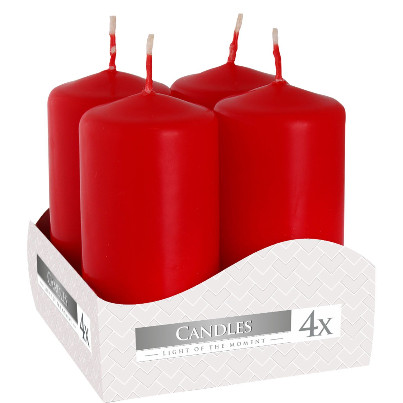 Set of 4 Pillar Candles 40x80mm - Red - Image 3