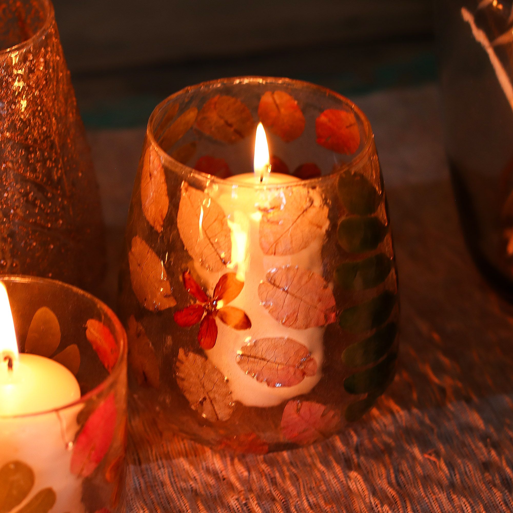 Natural Floral Glass - Vase Candle Holder - Primavera - (12x11cm) - Image 10