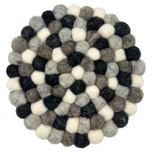 Felt Ball Round Placemat- Multi  Grey Colour