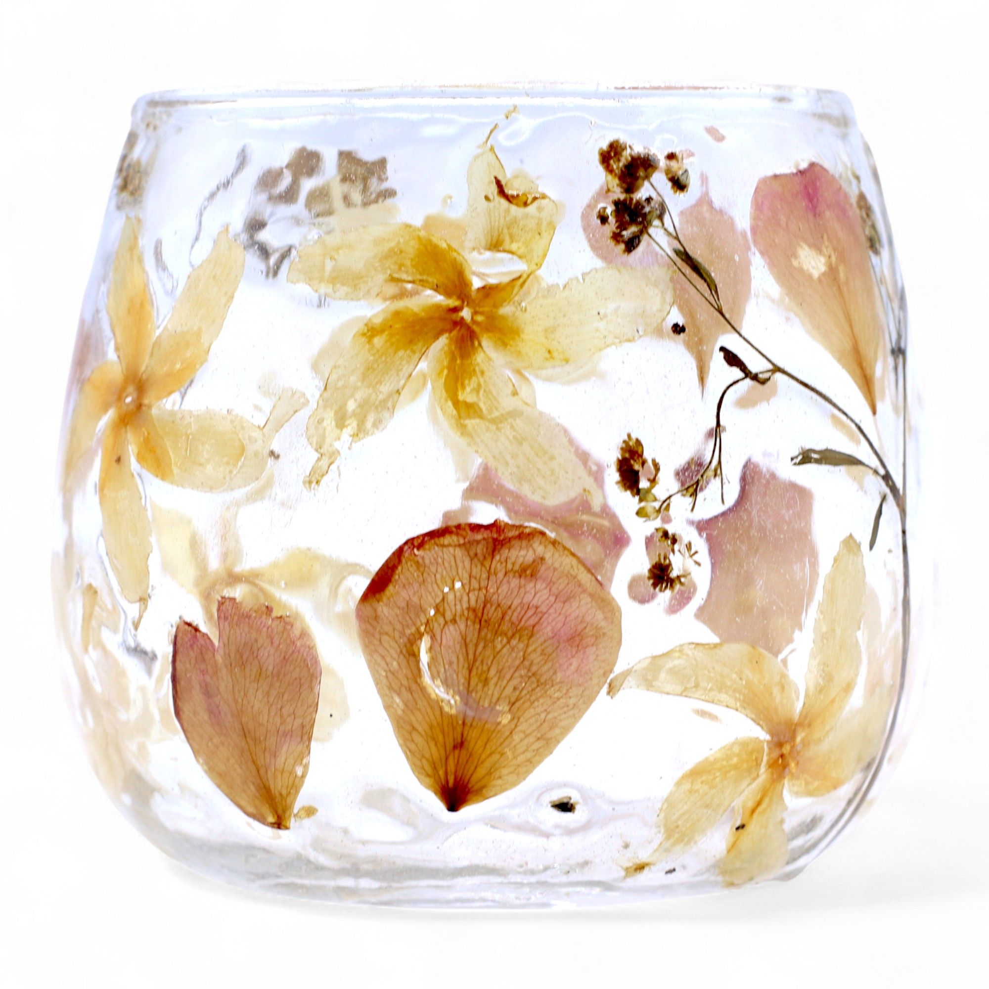 Natural Floral Glass - Straight Candle Holder - Rosa - (8x8cm) - Image 2