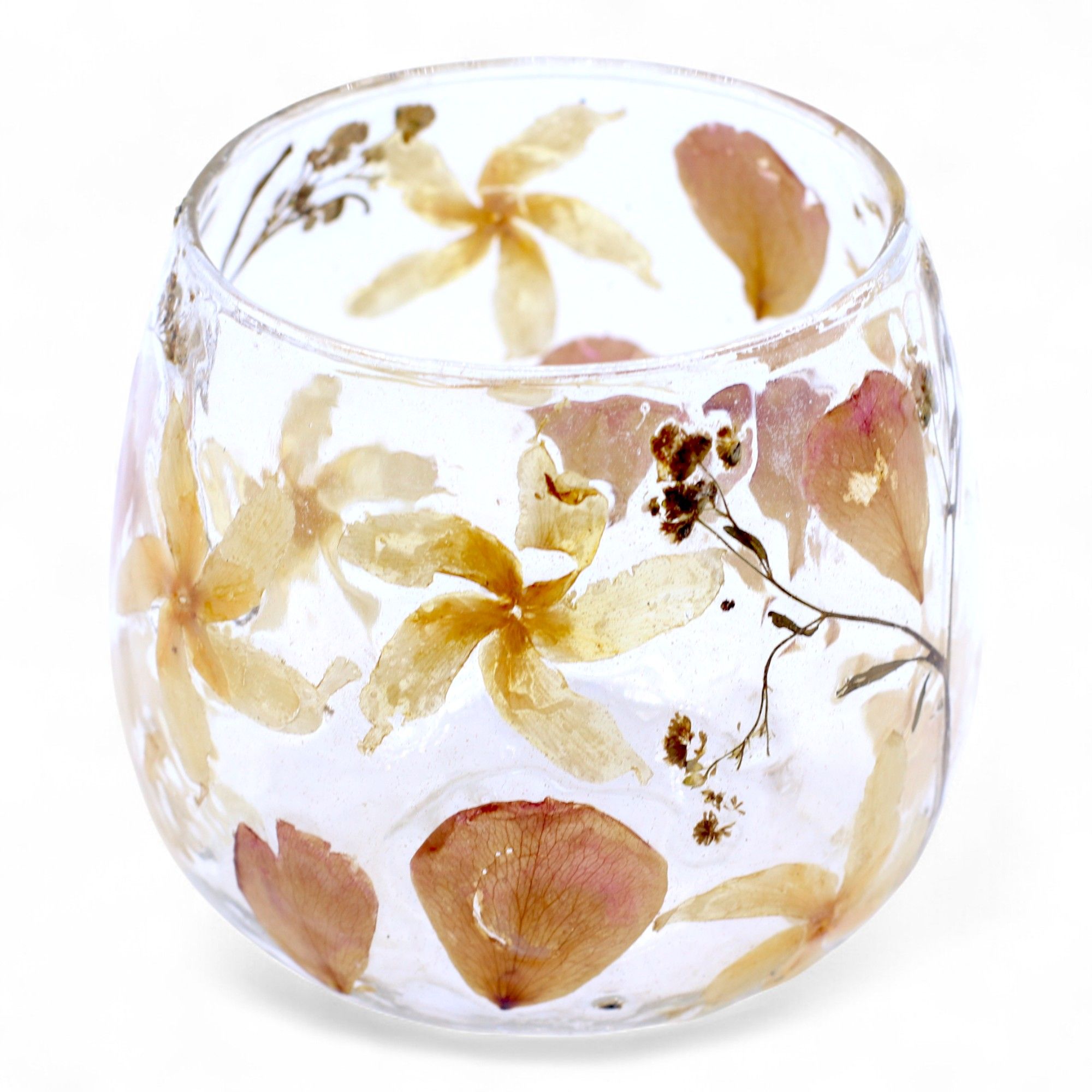 Natural Floral Glass - Straight Candle Holder - Rosa - (8x8cm) - Image 7