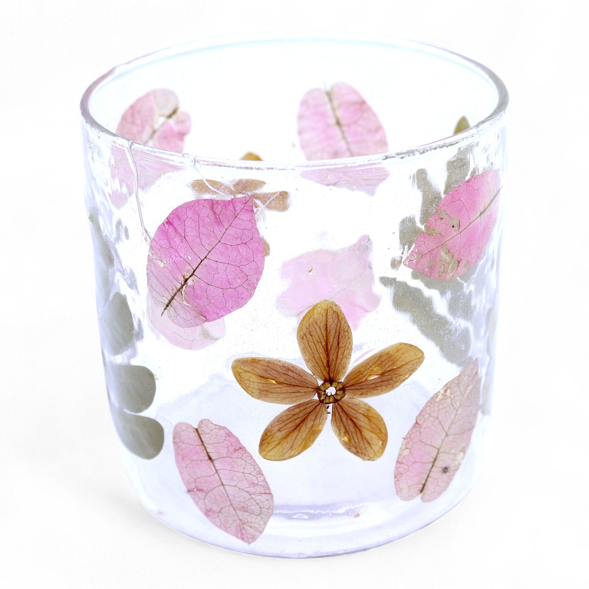 Natural Floral Glass - Straight Candle Holder - Primavera - (8x8cm) - Image 11