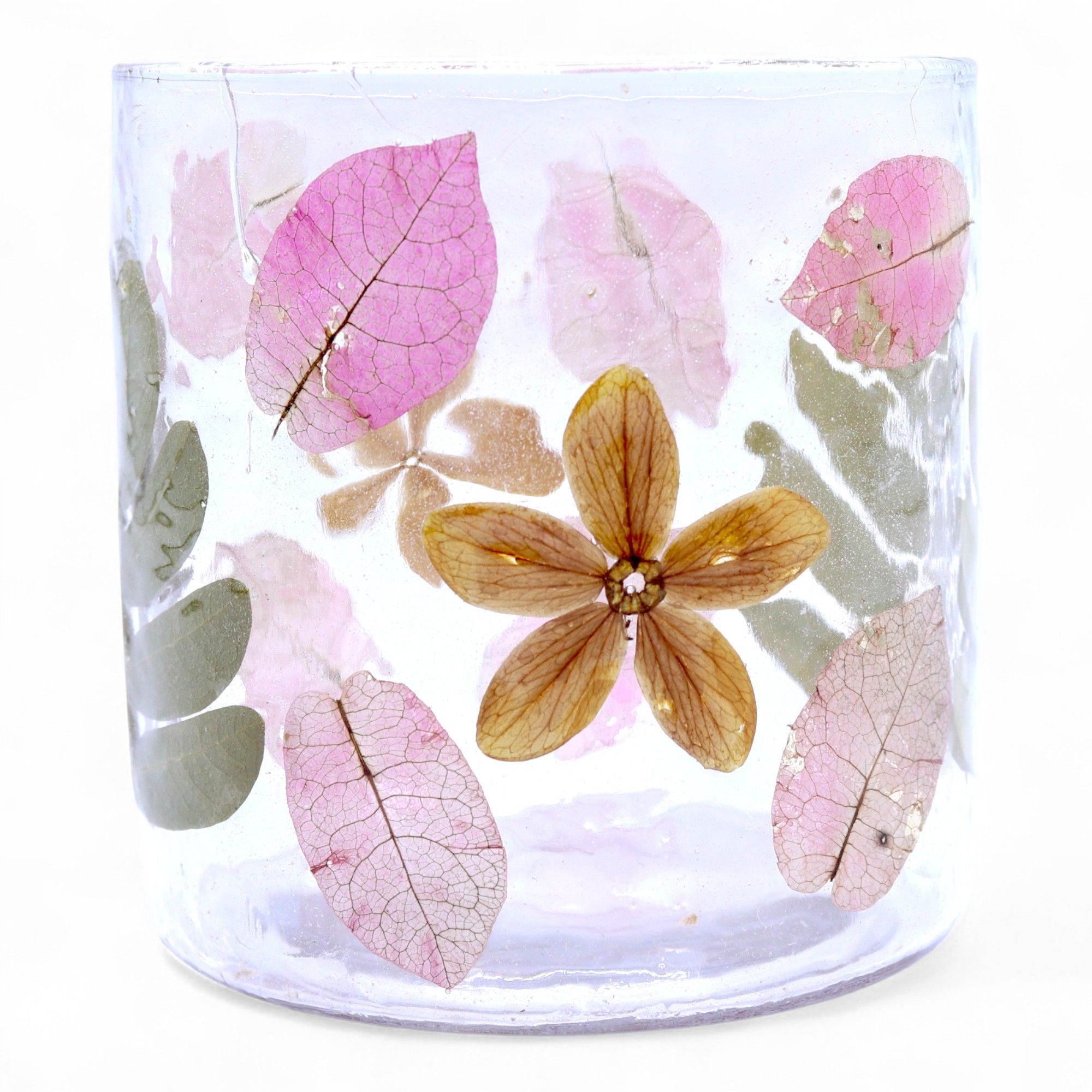 Natural Floral Glass - Straight Candle Holder - Primavera - (8x8cm) - Image 12