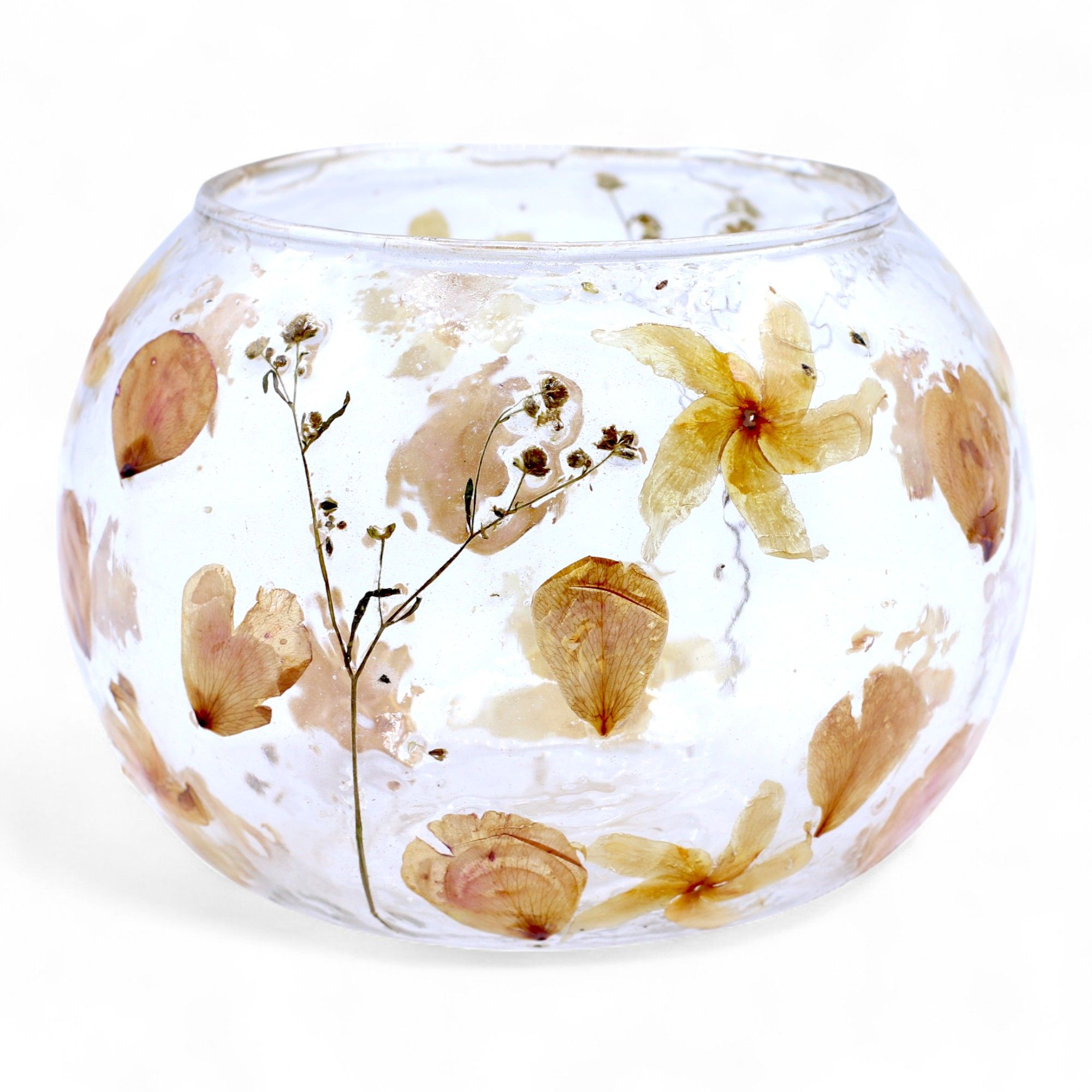 Natural Floral Glass - Large Bowl Candle Holder - Rosa - (12x13cm) - Image 5