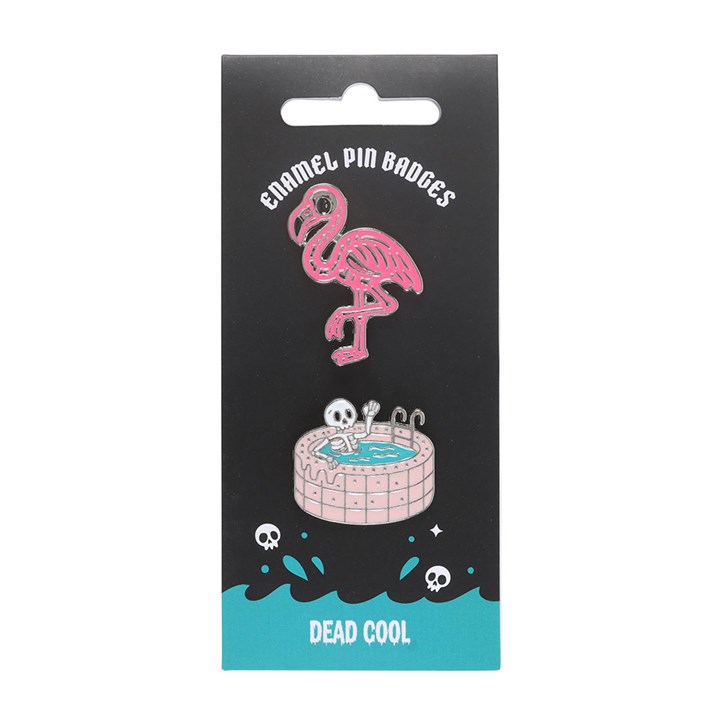 Dead Cool Skeleton and Flamingo Enamel Pin Badges - Image 2