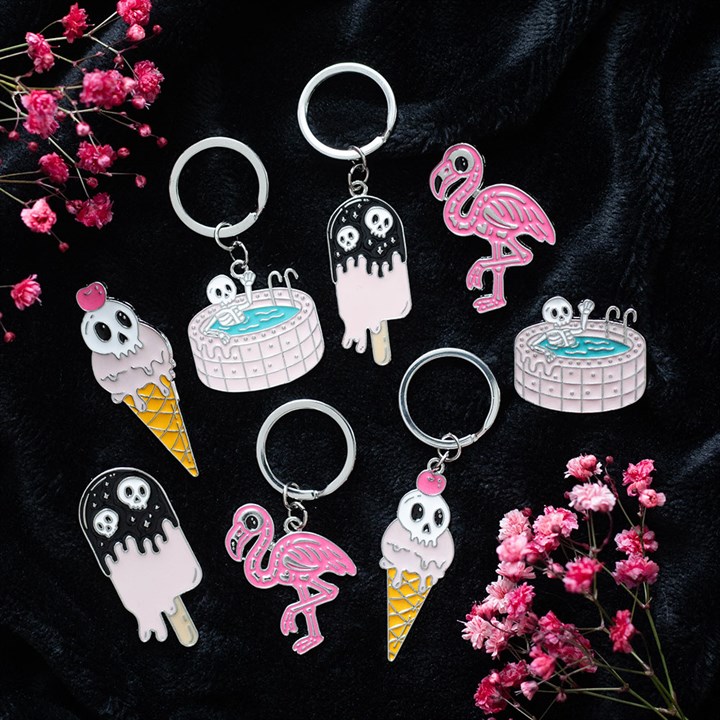 Dead Cool Skeleton and Flamingo Enamel Pin Badges - Image 5