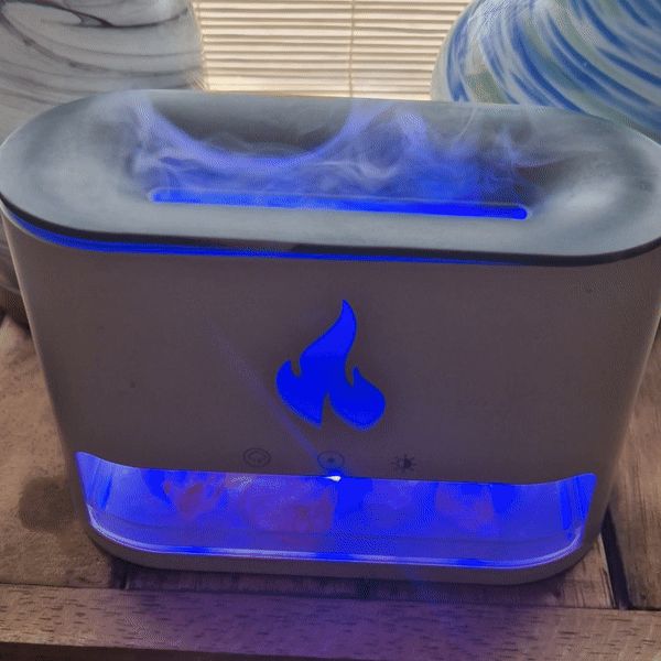 White Blaze Aroma Diffuser - Himalayan Salt Chamber - USB-C - Flame Effect (Salt included) - Image 8