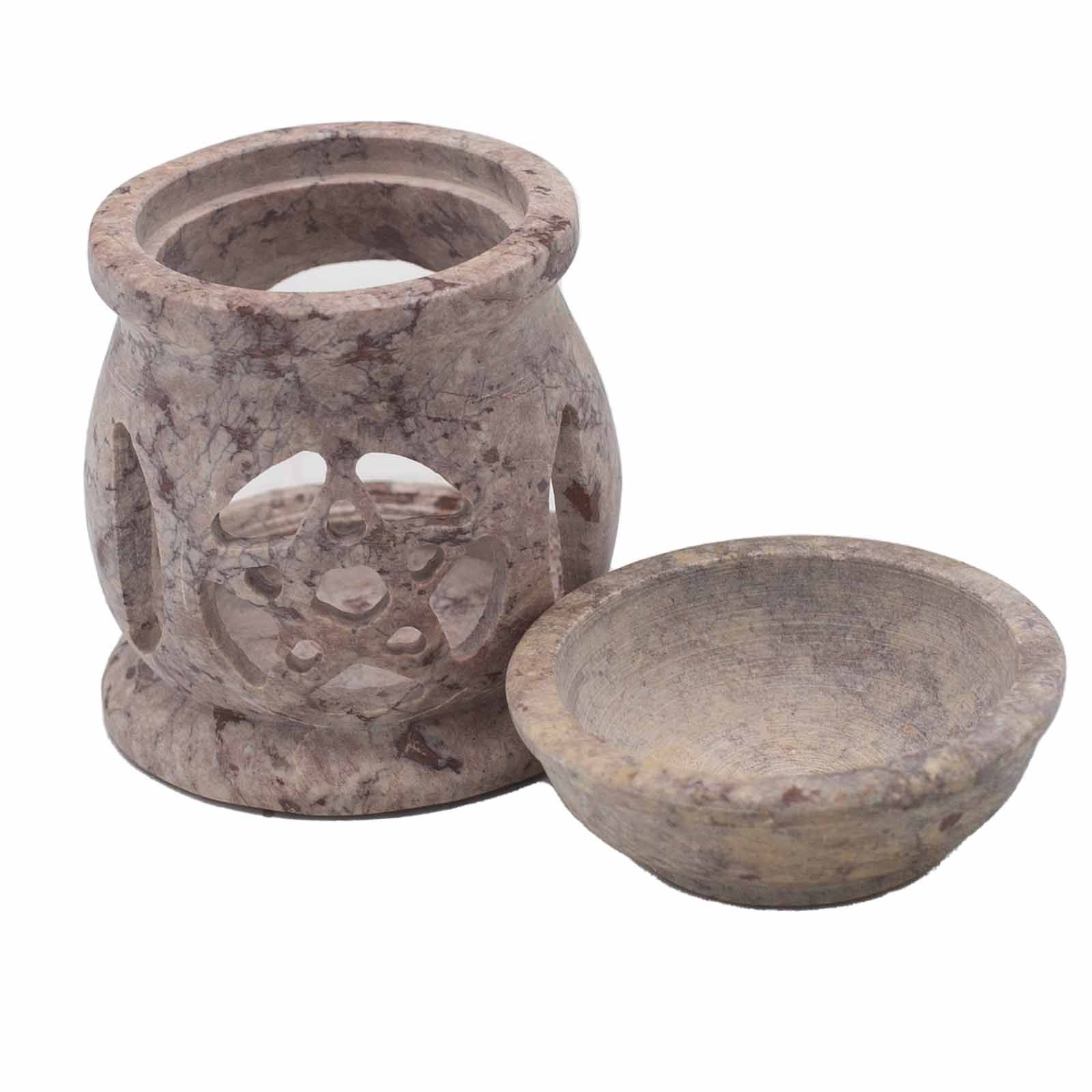 Small Soapstone Oil Burner 8cm - Three Moon Pentagon - Image 3