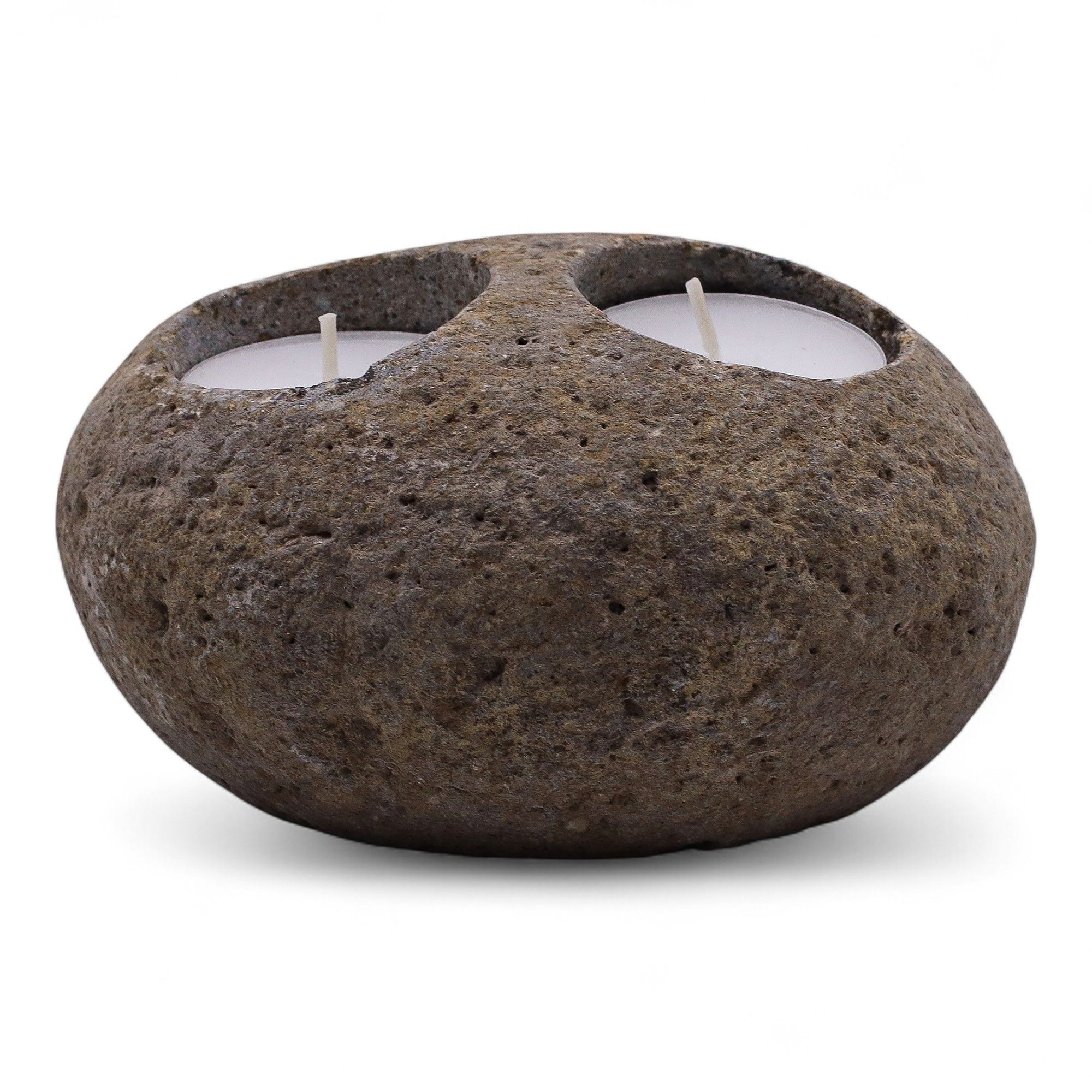 Natural Riverstone Candle Holder - Double Nightlight - Image 8