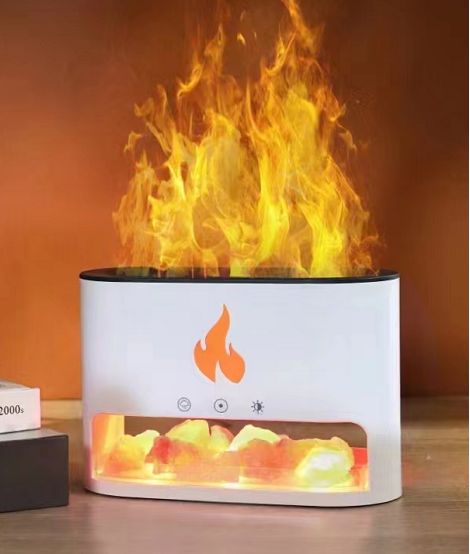 White Blaze Aroma Diffuser - Himalayan Salt Chamber - USB-C - Flame Effect (Salt included) - Image 2