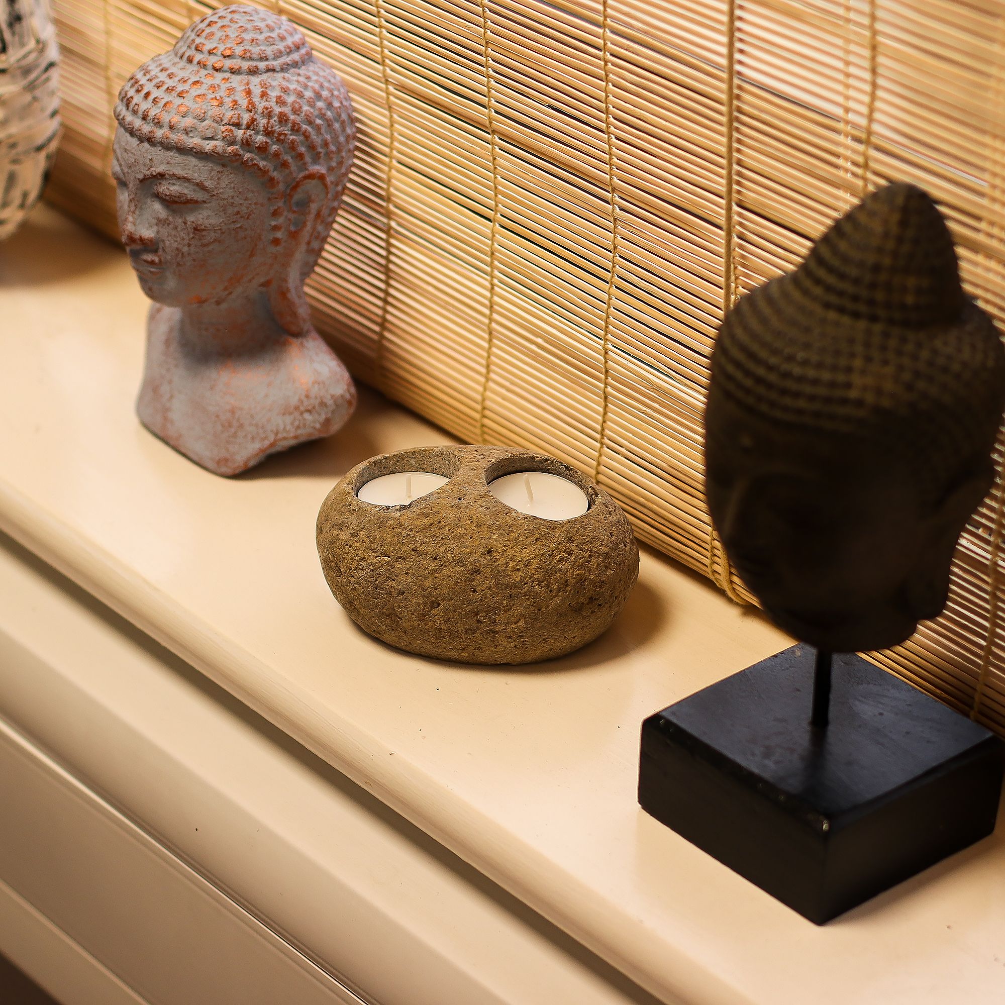 Natural Riverstone Candle Holder - Double Nightlight - Image 6