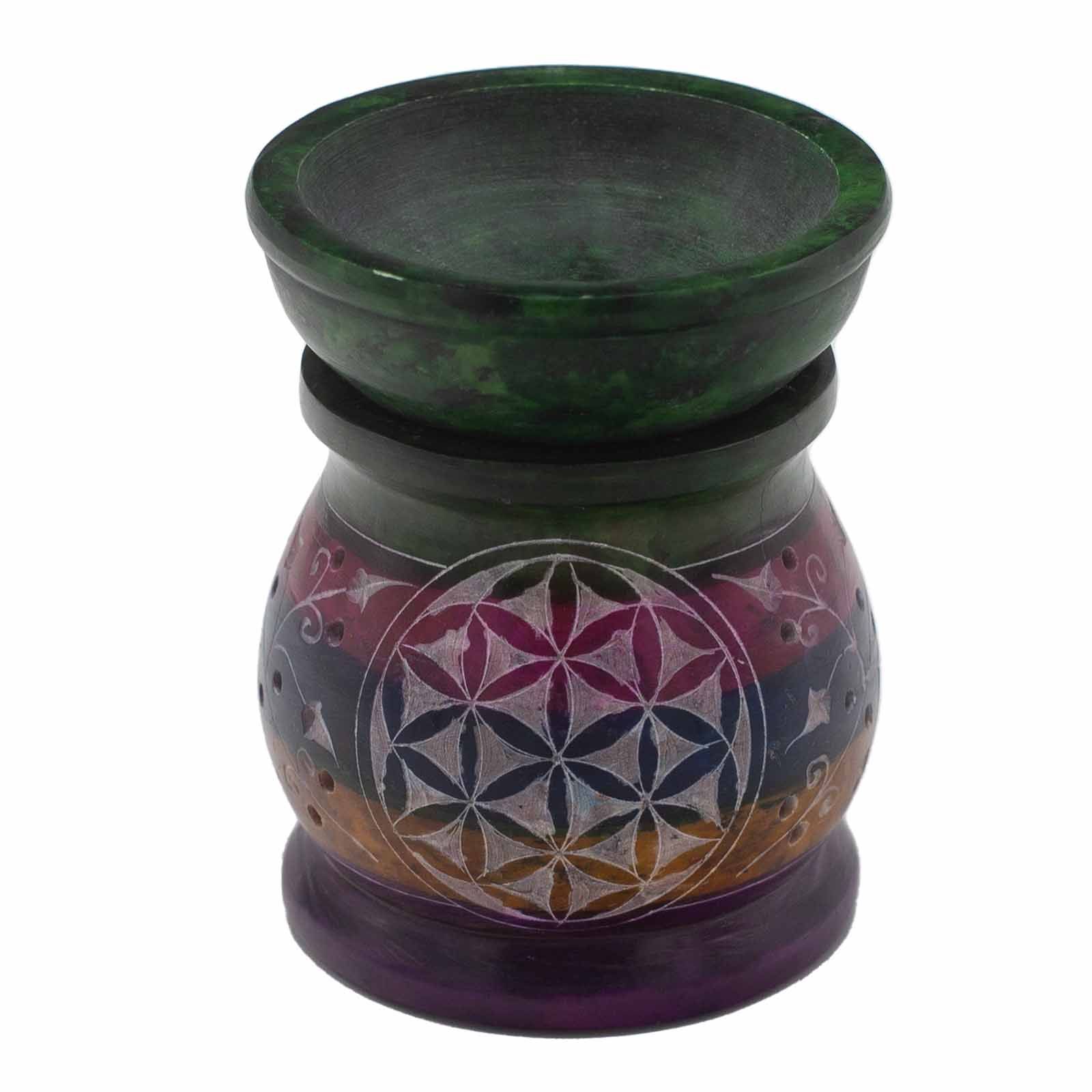 Soapstone Oil Burner 10cm - Flower of Life - Five Colours - Image 2