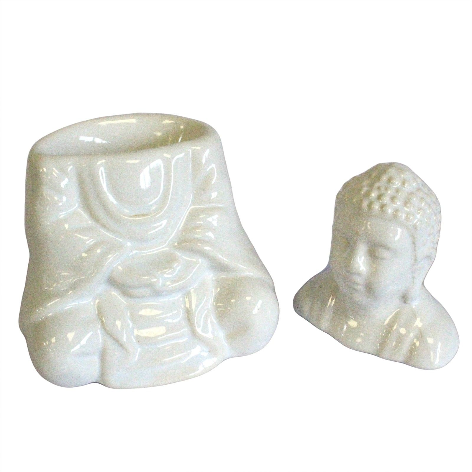 Sitting Buddha Oil Burner - White - Image 4