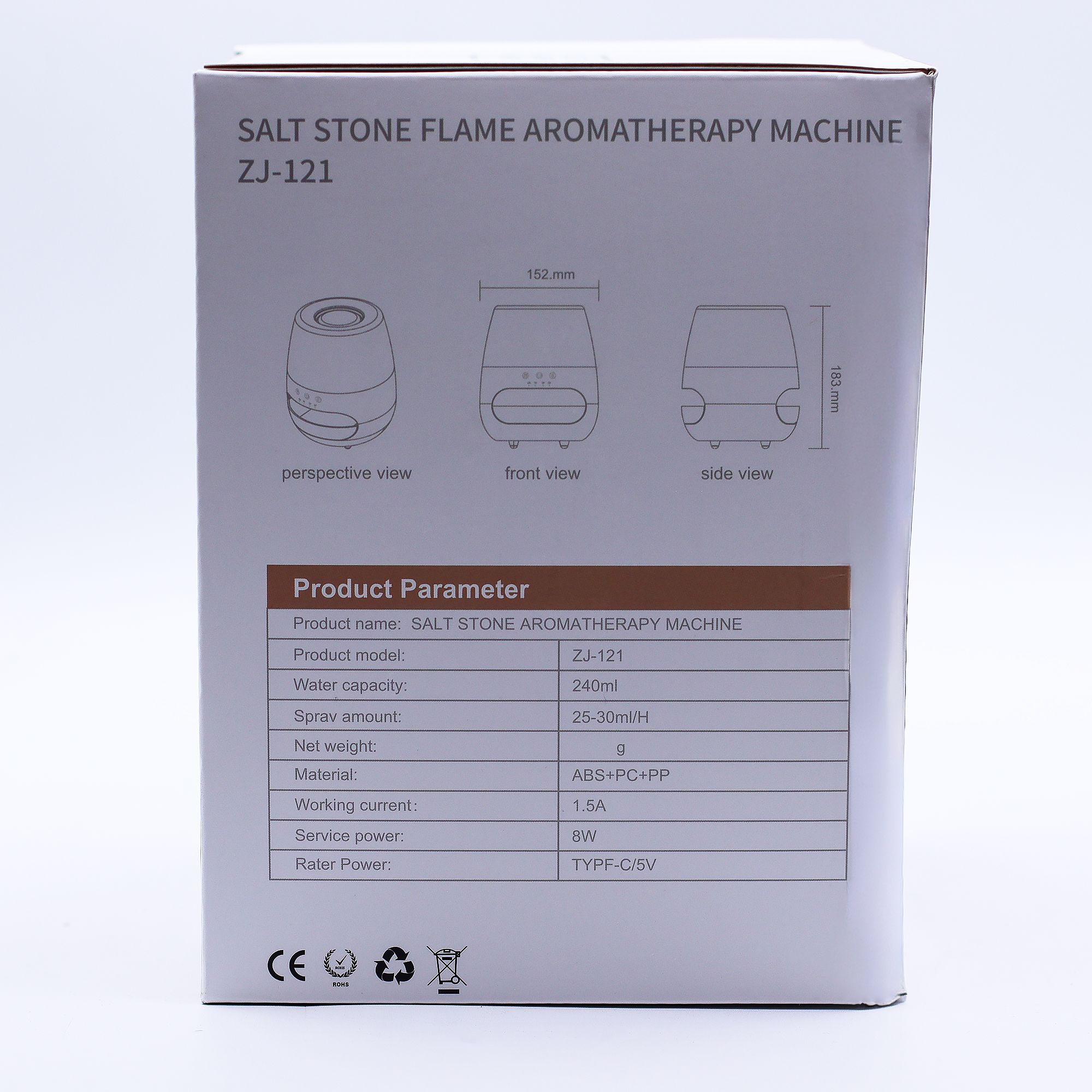 Salt Stone Flame Effect Aroma Diffuser - White USB - Colour Change and Timer - Image 9
