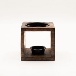 Square Mango Wood Oil Burner - Flower of Life