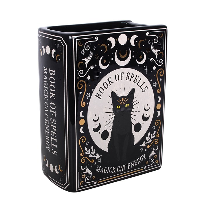 Black Cat Magick Book Shaped Flower Vase - Image 3