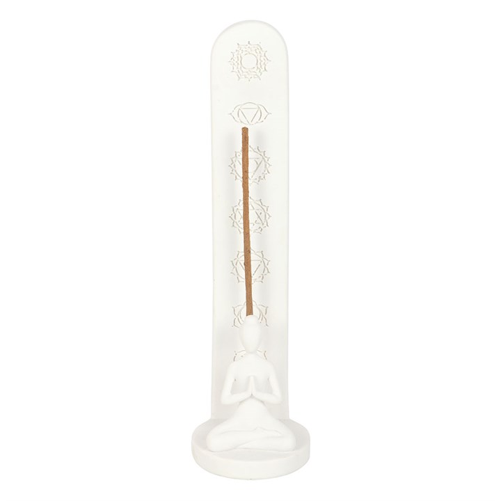 White Chakra and Yoga Pose Incense Stick Holder - Image 2