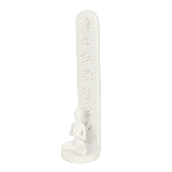 White Chakra and Yoga Pose Incense Stick Holder - Image 4