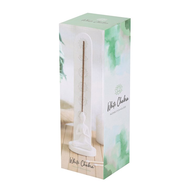 White Chakra and Yoga Pose Incense Stick Holder - Image 5