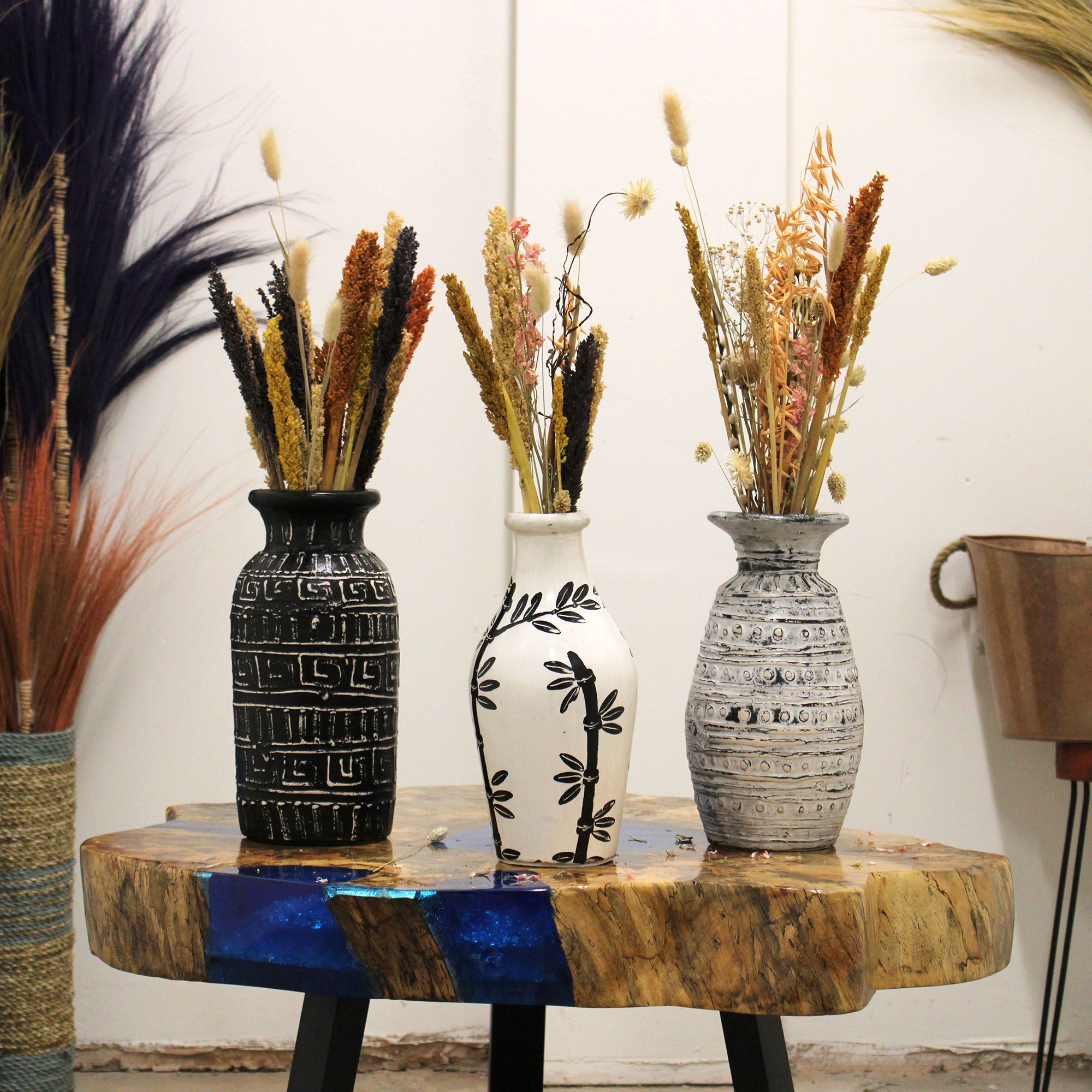 Bamboo Motif Straight Vase - Natural - Image 4