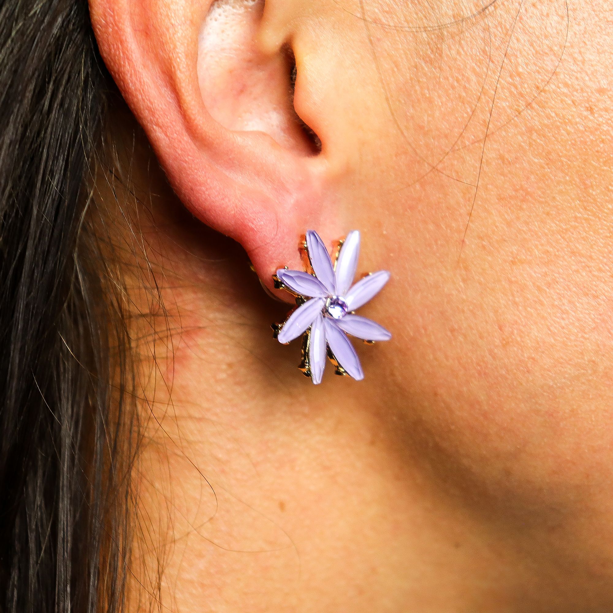 Lavender - Vintage Glass - Flowers - Earrings - Image 5