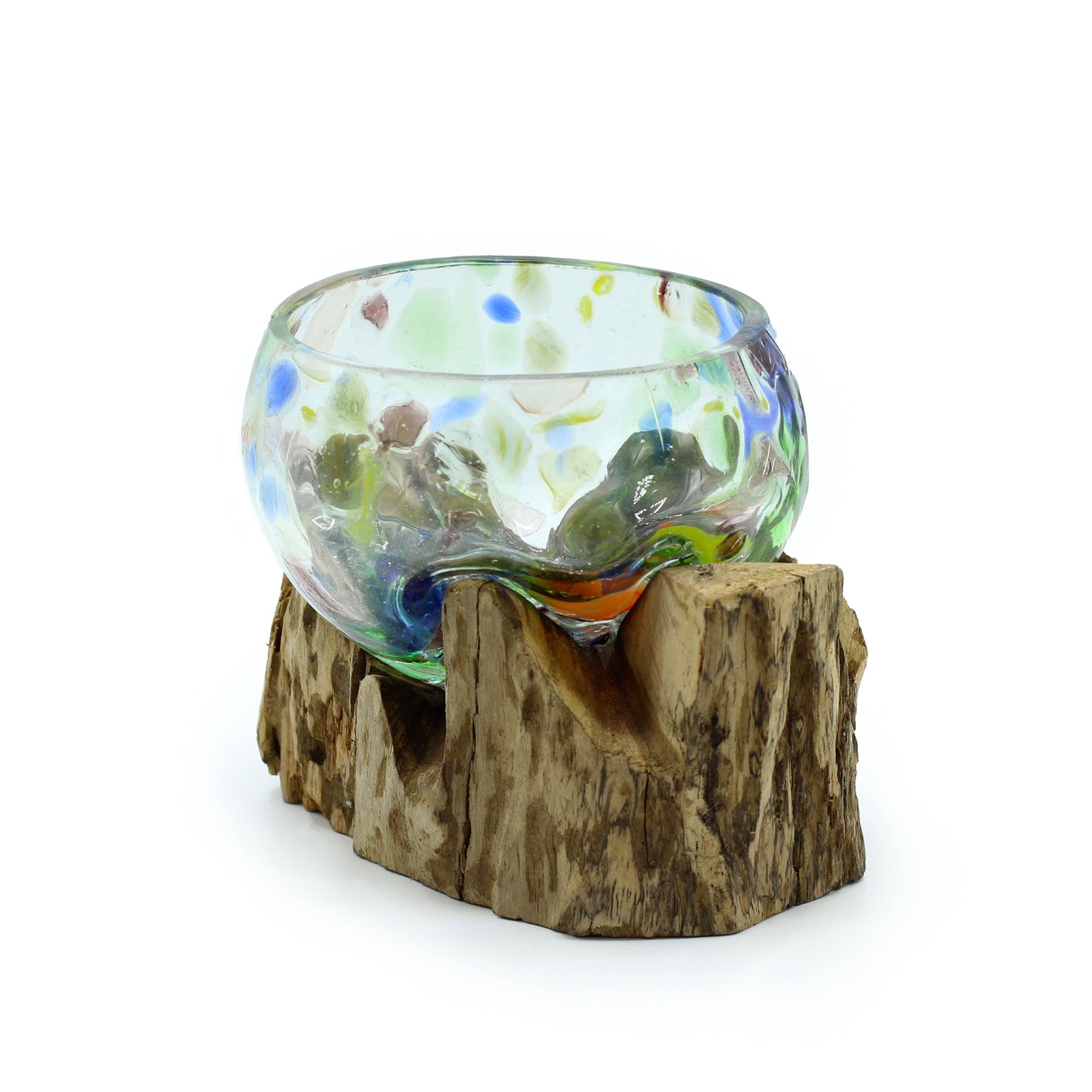 Molten Coloured Glass on Wood - Small Bowl - Image 2