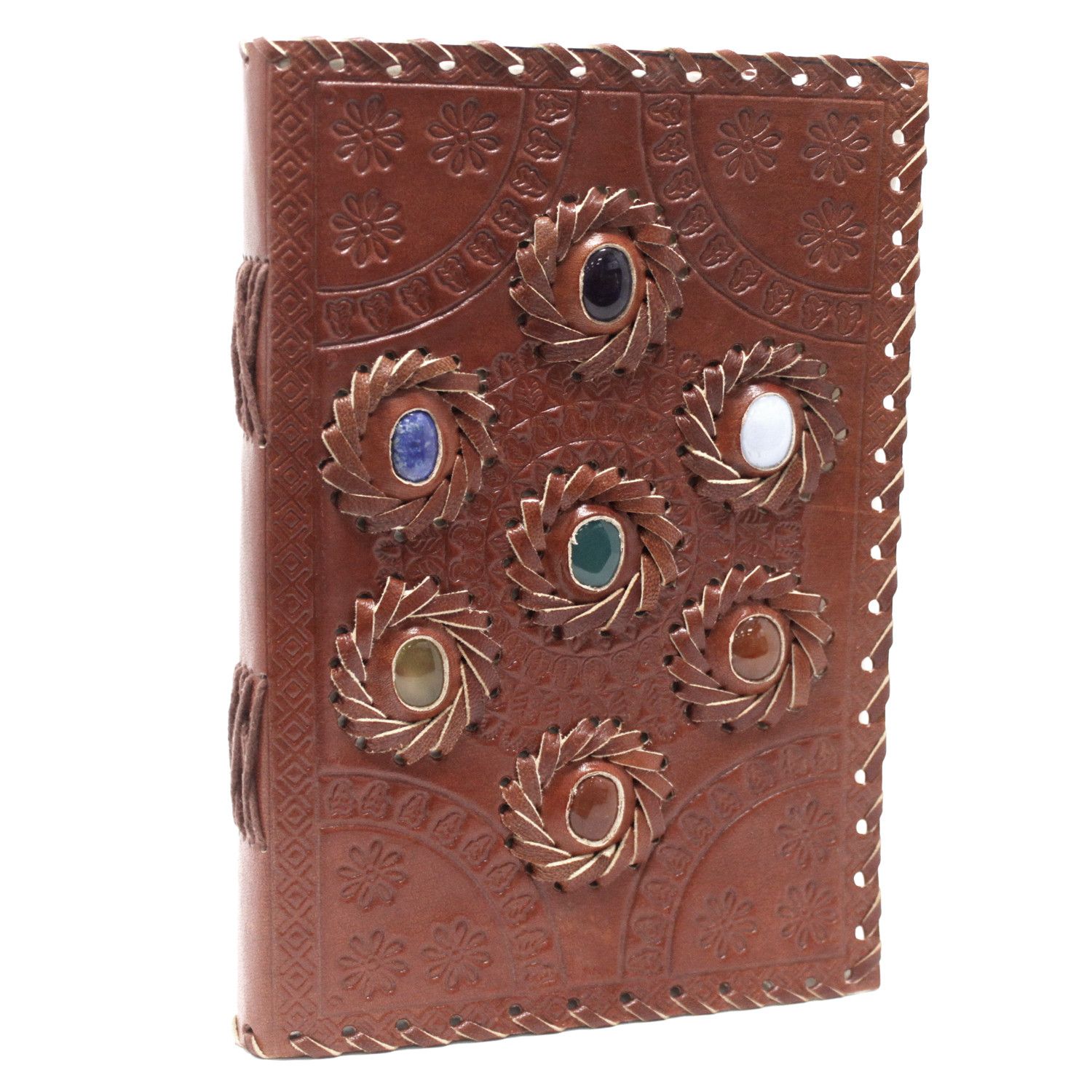 Leather Chakra Stone Notebook (6x9") - Image 3