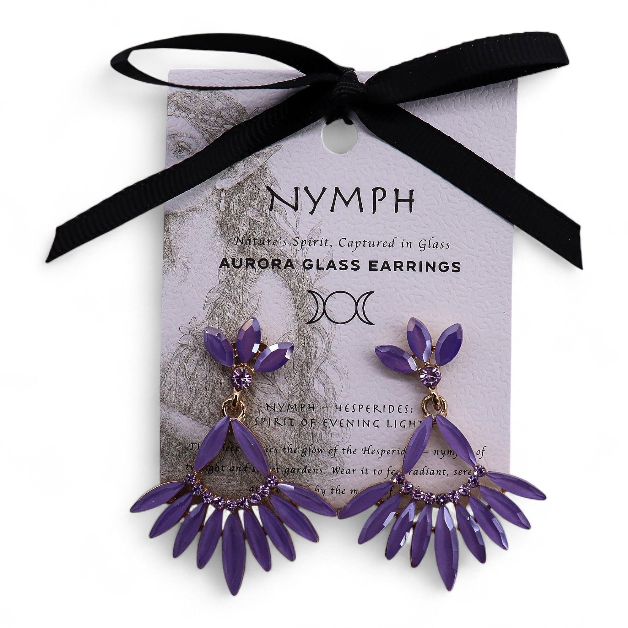 Lavender - Vintage Glass - Long Drop - Earrings - Image 4