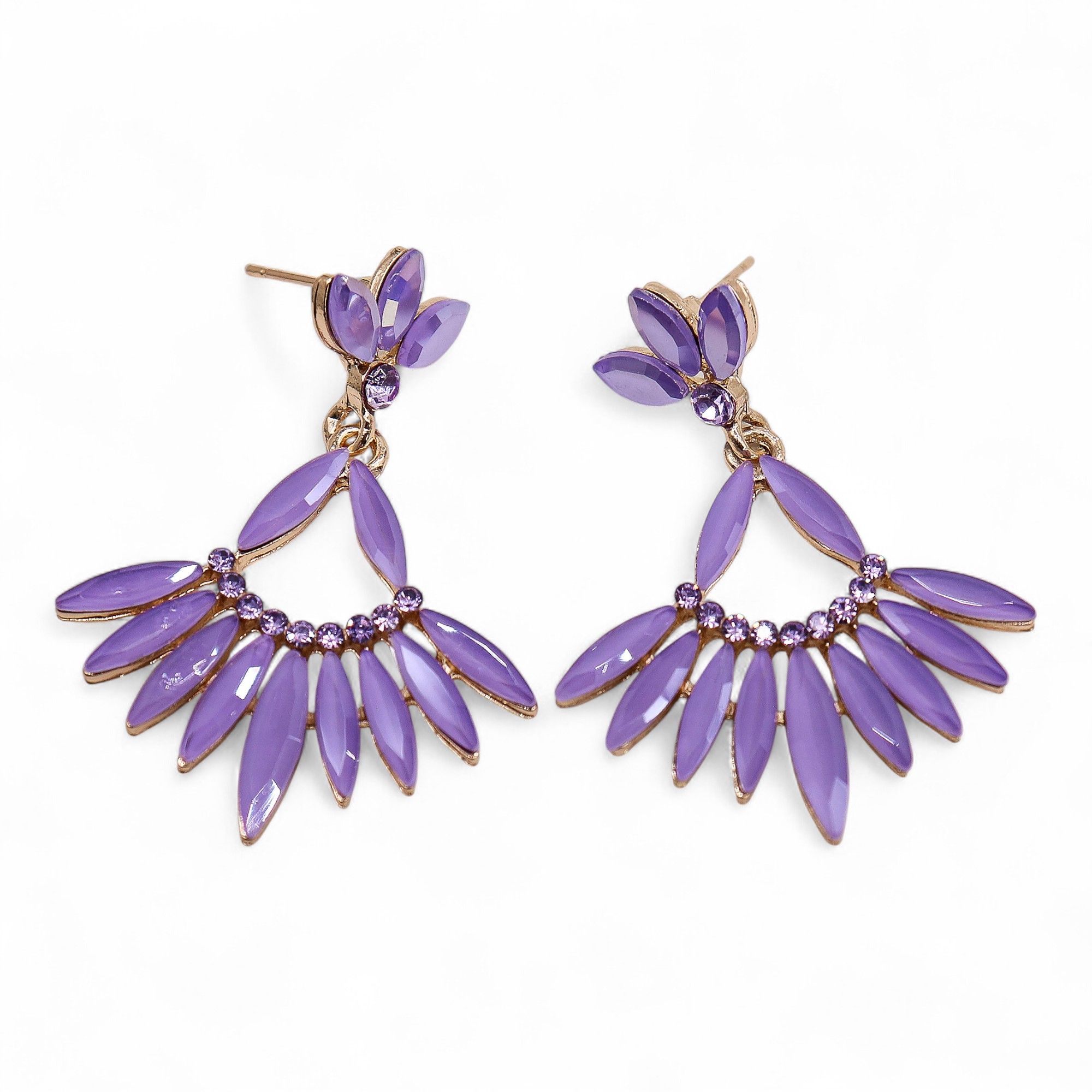 Lavender - Vintage Glass - Long Drop - Earrings - Image 5