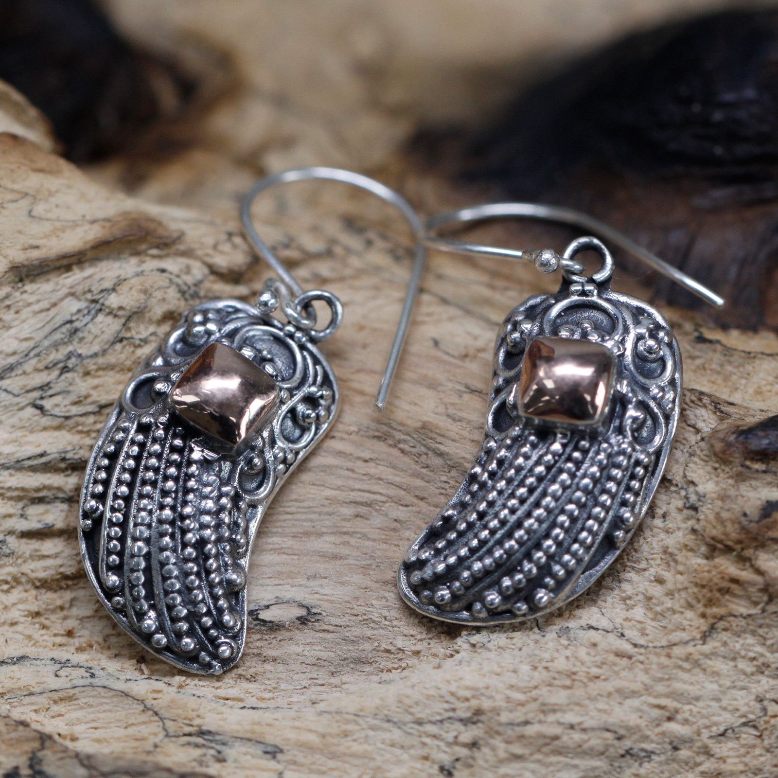 Silver & Gold Earring - Angel Wings - Image 3