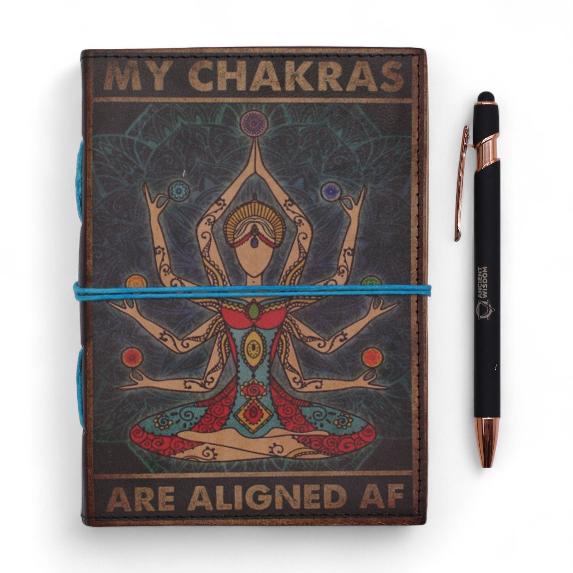 Leather Printed Notebook – My Chakras Are Aligned AF - 17.8×12.7 cm - Image 4
