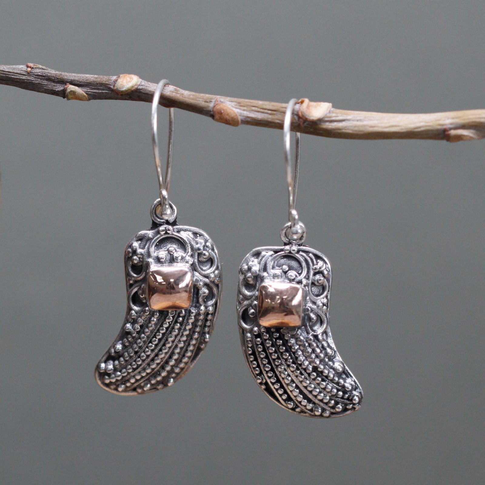 Silver & Gold Earring - Angel Wings - Image 2