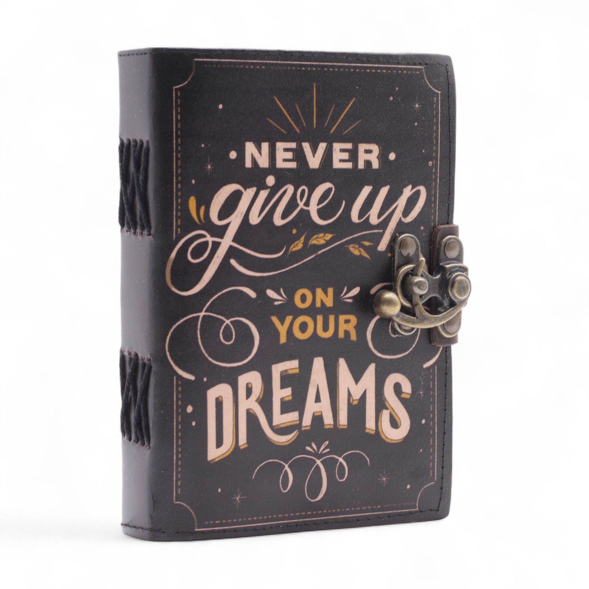 Leather Printed Notebook – Never Give Up On Your Dreams - 17.8×12.7 cm - Image 3