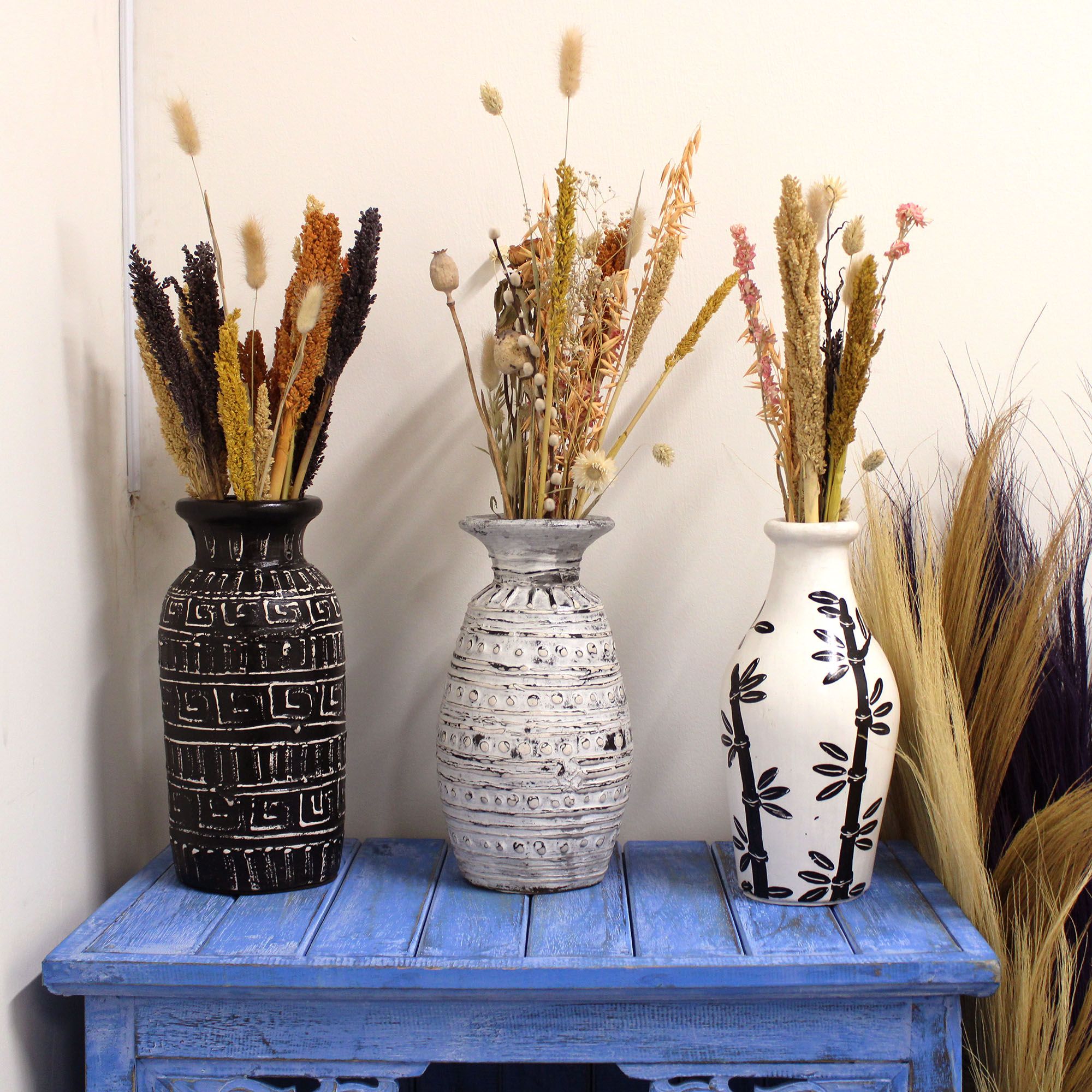 Bamboo Motif Straight Vase - Natural - Image 5