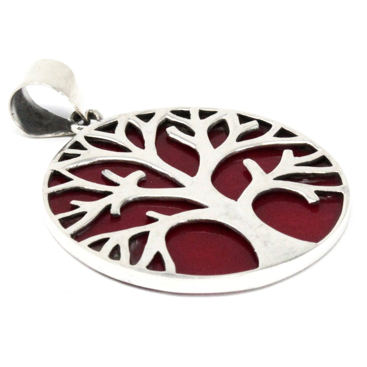 Tree of Life Silver Pendant 30mm - Coral Effect - Image 4