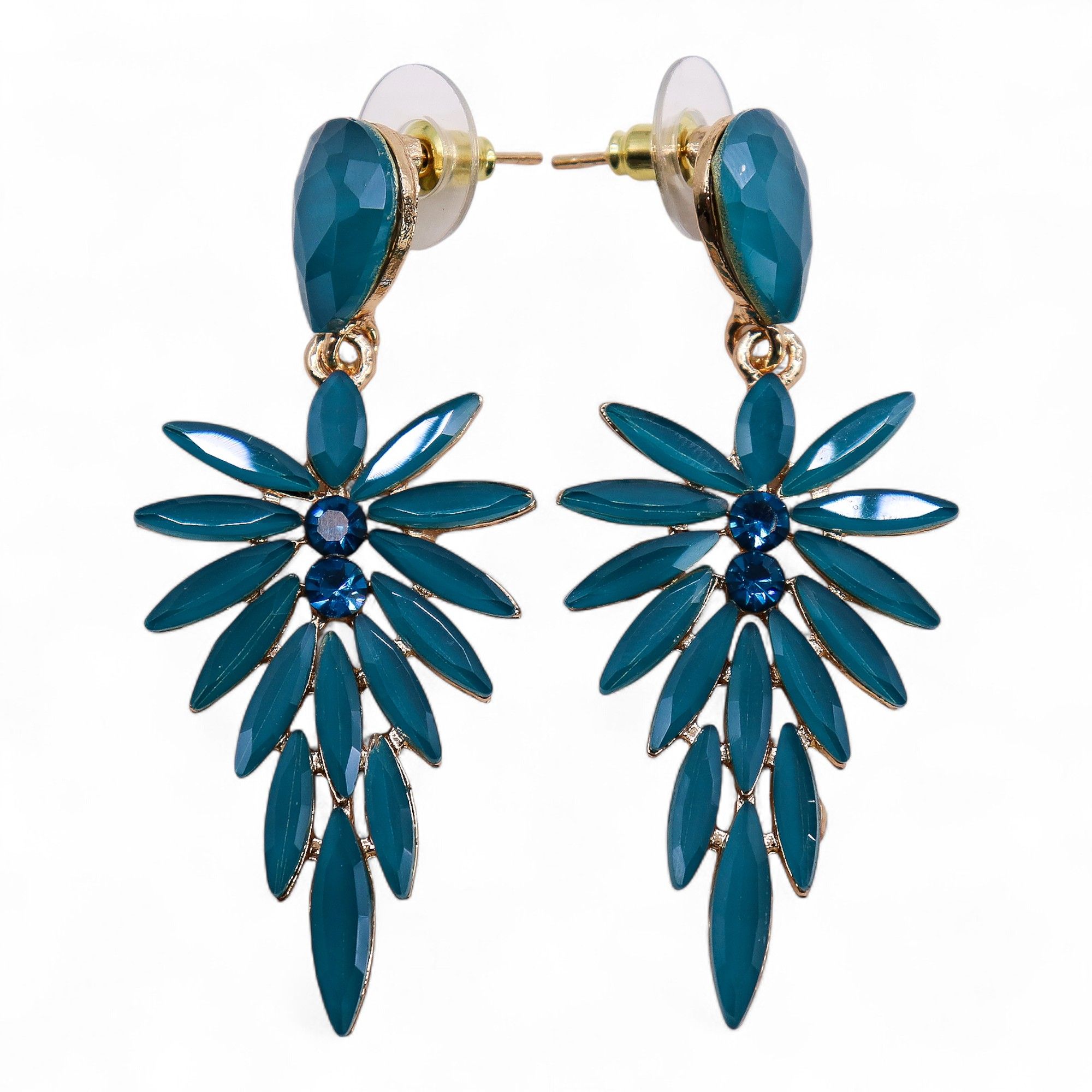 Teal Green - Vintage Glass - Long Drop - Earrings - Image 4