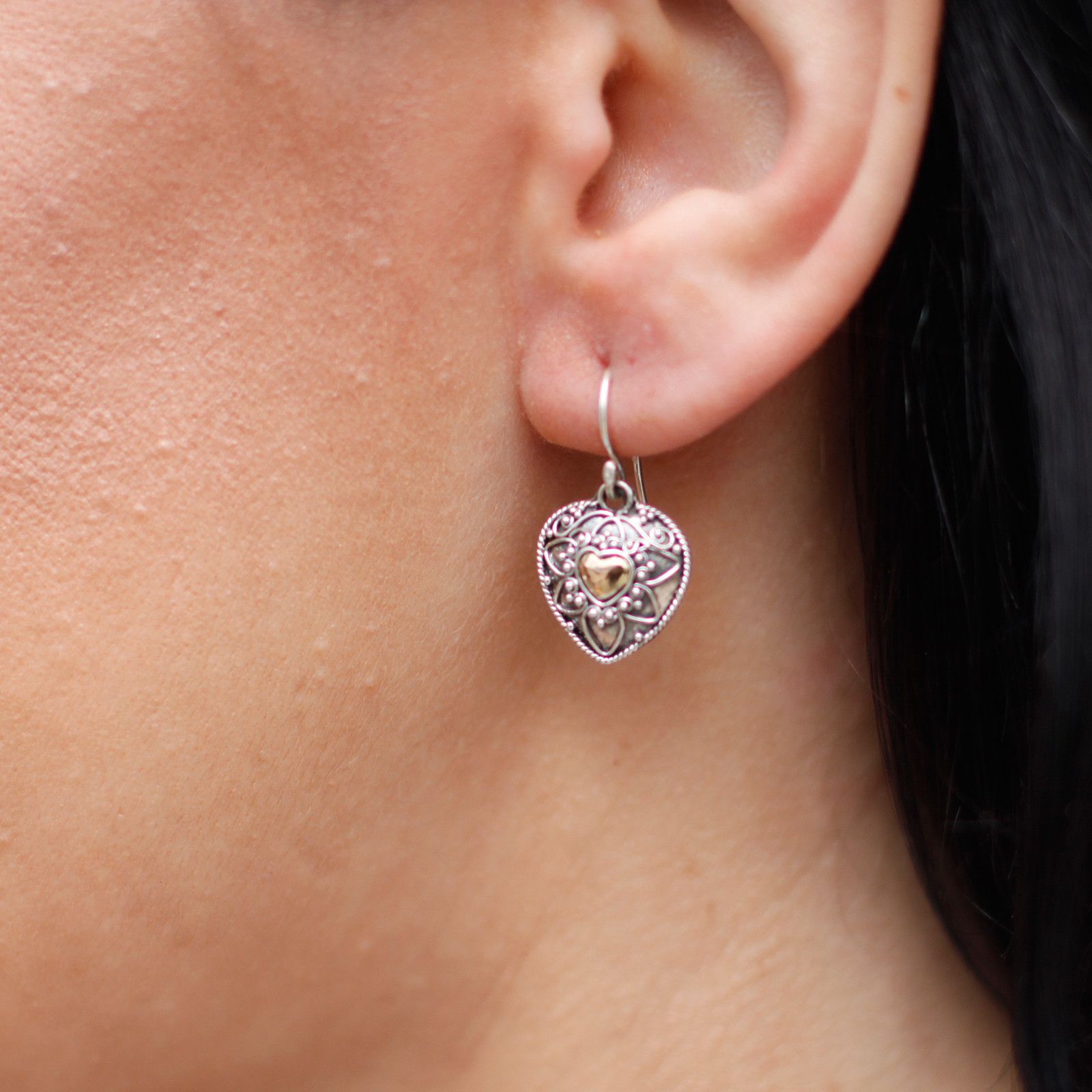 Silver & Gold Earring - Mandala Hearts - Image 8